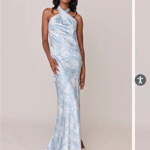 Elegant Blue Floral Women's Dress